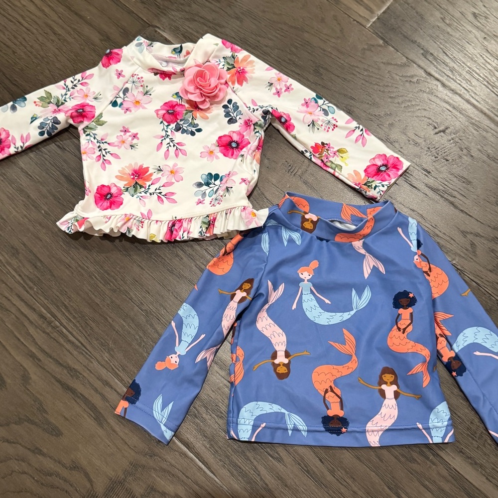 *SWIM SALE* Girls‎ infant Rashguards Swim top set 6-9 mo